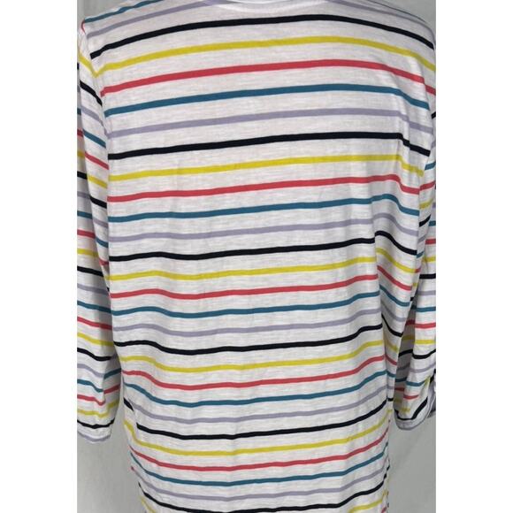 Lane Bryant 22 24 Cotton Poly Blend Multicolor Striped 3/4 Sleeve Top - Picture 5 of 6